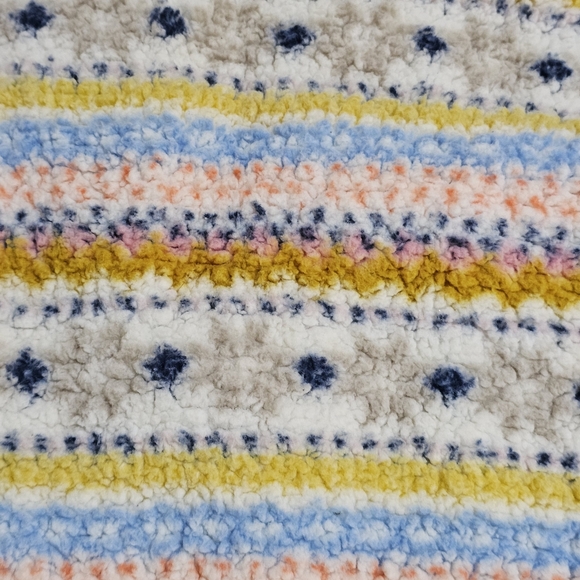 Style & Co Striped Soft Fleece Sherpa Teddy Pullover Sweater Cream Womens Large - Picture 8 of 11